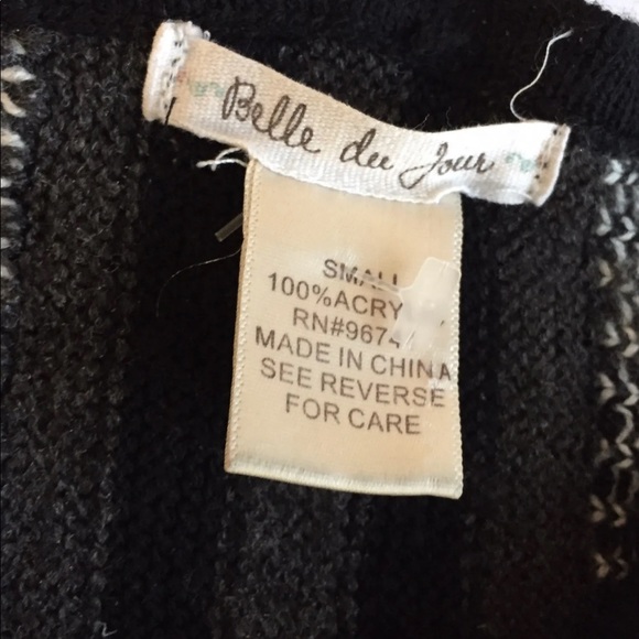 Belle Du Jour Women Fringed Overpiece Cardigan Tribal Print Small Grey Cream - Picture 9 of 12